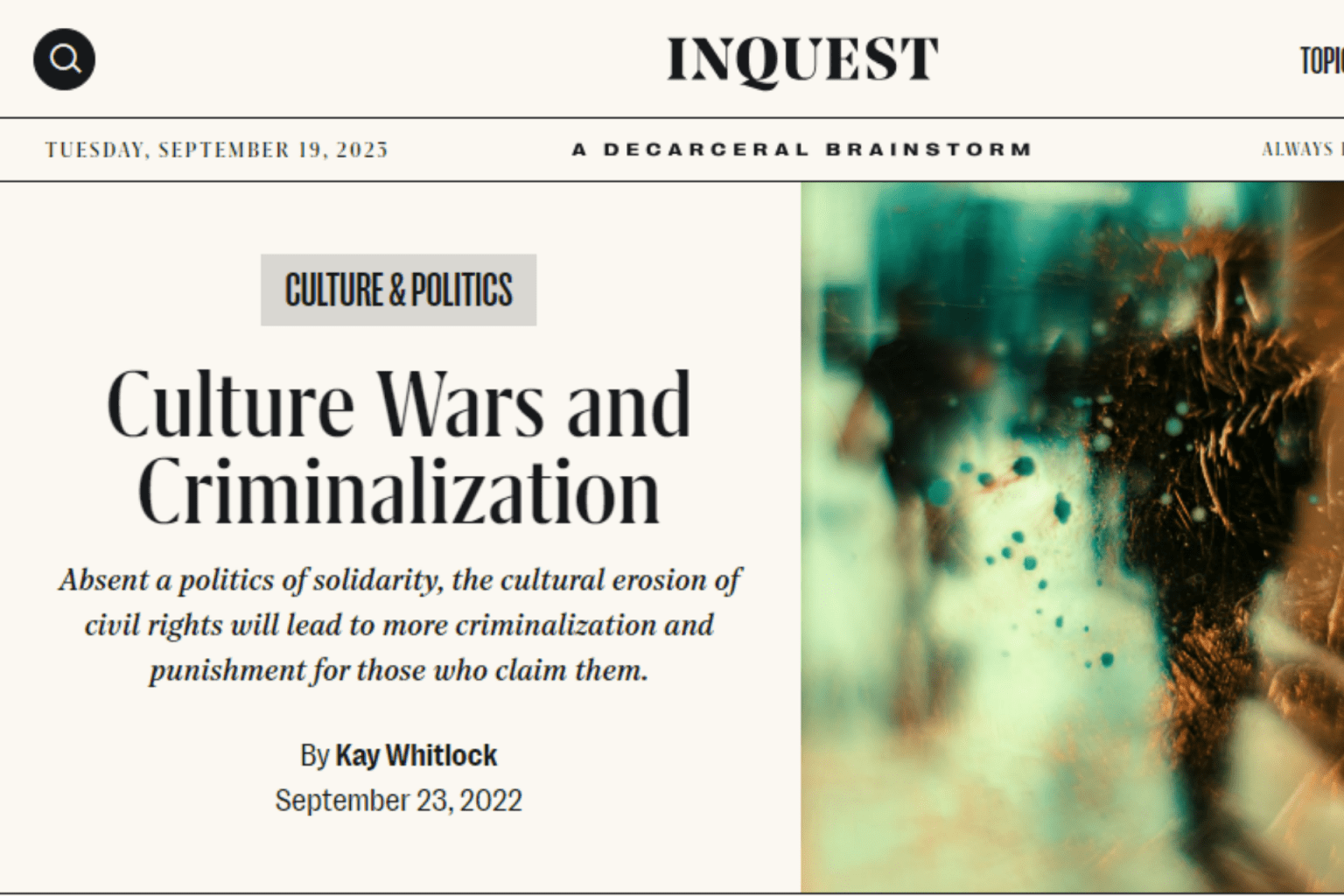 Culture Wars and Criminalization By Kay Whitlock